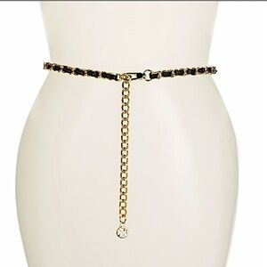 Tory Burch Leather and Chain Belt Black/Gold